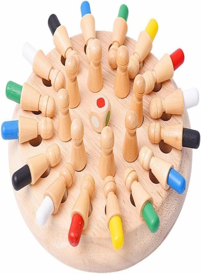 ALMOZA Wooden Memory Chess Game - Alzheimer’s Activities for Seniors, Brain Training Toy for Dementia & Elderly Adults, Color Matching Puzzle with Dice, Wooden Gift for Memory Care & Therapy - Image 1
